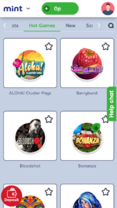 mint bingo online slots screenshot